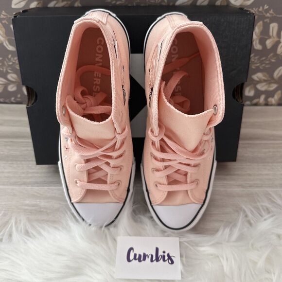 Converse CTAS HI Soft Peach/White Size Kids 5.5 butterflies Casual Shoes A07355C - Picture 9 of 11